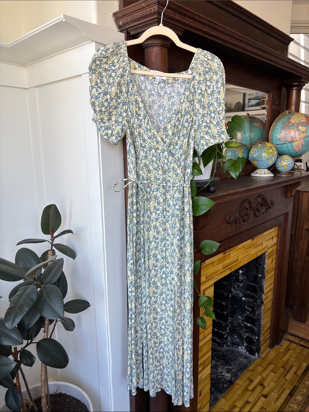 & Other Stories Green and Yellow Floral Maxi Dress